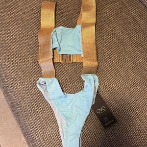 OMG Swim Blue and Gold Monokini Swimsuit